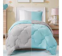 Comfort Spaces Lightweight All Season Down Alternative Cozy Bedding, Sham, fabric, Aqua/Light Gray, Twin/Twin XL