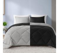 Comfort Spaces Lightweight All Season Down Alternative Cozy Bedding, Sham, fabric, Black/Grey, Full/Queen(90"x90")