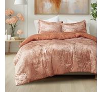 Comfort Spaces Luxe King Comforter Set Velvet Comforters for King Size Bed, Microfiber Reverse, Juliette, All Season Velvet Bedding King Size, Fluffy Bed Set, Sham, King, Burnt Orange 3 Piece
