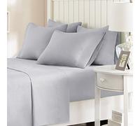 Comfort Spaces Microfiber Set 14" Deep Pocket, Wrinkle Resistant All Around Elastic-Year-Round Cozy Bedding Sheet, Matching Pillow Cases, King, Light Gray (CS20-0245)