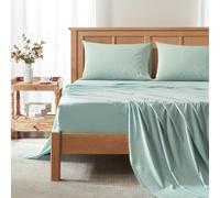 Comfort Spaces Queen Cooling Sheets, Moisture Wicking Coolmax Sheets, Soft, Colorfast Sheet Set, Cooling Bed Sheets For Hot Sleepers, Elastic Deep Pocket Fits Up to 16" Mattress, Queen Aqua 4 Piece