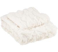 Comfort Spaces Ruched Faux Fur Plush 3 Piece Throw Blanket Set Ultra Soft Fluffy with 2 Square Pillow Covers, 50"x60", Ivory