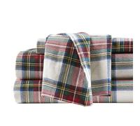 Comfort Spaces Set, Cotton Flannel Breathable Warm Deep Pocket Sheets, Scottish Plaid Red, King