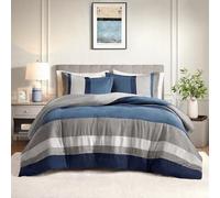 Comfort Spaces Soft Brushed Microfiber Backing, Matching Pillowcase, Microfibre, Blue, Full/Queen