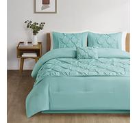 Comfort Spaces Trendy Casual Geometric Quilted Cover, All Season Down Alternative Cozy Bedding, Matching Sham, Polyester, Cavoy Aqua, King