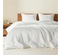 Comfort Spaces White Queen Duvet Cover Set - 3 Pieces Breathable Woven Waffle Knit Duvet Sets, Modern Farmhouse Boho Duvet Cover & Sham, All Season Microfiber Queen Bed Set, Full/Queen