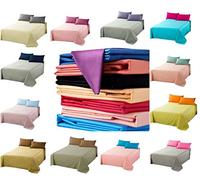 Comfort Style Luxury Fine Quality Flat Bed Sheets - Optional Matching PillowCases - PolyCotton Fabric Non Iron Sheet / 20 Color Choice (Red, Double)