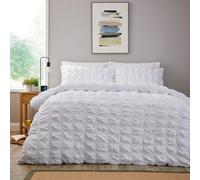 Comfort-Style Soho Duvet Cover with 2 Pillowcases Set - Quilted Design Super Soft Microfibre Bedding - Easy Care Bed Linen (White, Super King)