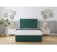 Comfort The Foxy Emerald Plush Ottoman Bed With Mattress With 54" Floor Standing Headboard 4' Small Double