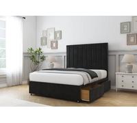 Comfort Tokyo Black Plush Divan Bed Base 2 Drawers Foot-End - 54" Floor Standing 4'6 Double