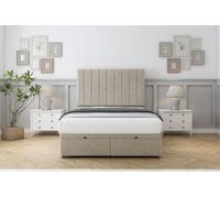 Comfort Tokyo Cream Plush Ottoman Bed Base With 54" Floor Standing Headboard 5' King
