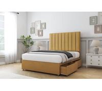 Comfort Tokyo Mustard Plush Divan Bed Base 2 Drawers Same Side - 26" Strutted 4'6 Double