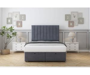 Comfort Tokyo Steel Plush Ottoman Bed With Mattress With 54" Floor Standing Headboard 3' Single
