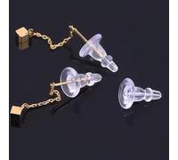 Comfort TPE Silicone Earring Backs, Clear Hypoallergenic Replacement Stoppers, 50 Pack, Soft Long Pagoda Design for Stud Post, Hoop, Fishhook Earrings