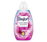 Comfort Ultra Fresh Fabric Conditioner Sakura Dreams, 58 Washes (870 ml) - Infused with Essential Oils, Long-Lasting Fragrance
