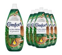 Comfort Ultra Fresh & Protect Fabric Conditioner Coco Fantasy, 78 Washes 1.17L Fabric Softener Washing Liquid, Effective in Cold & Short Cycles, 6 Pack
