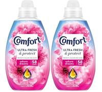 Comfort Ultra Fresh & Protect Sakura Dreams Fabric Conditioner softener with Pro-Fibre Technology Protects Colour and Shape 58 washes (870 ml) (Pack of 2)