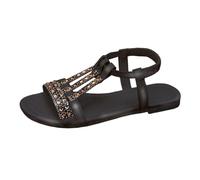 comfort walking sandals for women summer sandles Women's Summer Casual Fashion Flat Sandals Elastic With Broken Diamond Decorative Cutout Sandals Wild Diva for Women Clear (7)