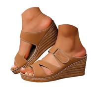 comfort walking sandals for women summer sandles Women's Wedge Cork Sandals Breathable Openwork Comfortable Women's Shoes Walking Sandals (C, 6.5)