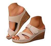 comfort walking sandals for women summer sandles Women's Wedge Cork Sandals Breathable Openwork Comfortable Women's Shoes Walking Sandals (A, 6.5)