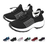 Comfort Wear Orthowear Shoes for Women Thick Bottom Orthopedic Air Cushion Lightweight Shoes Fashion Mesh Breathable Chunky Walking Non Slip Comfortable Running Sneakers B Black