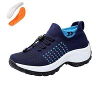 Comfort Wear Shoes for Women, Comfortwear Ortho Slip-On Stretch Thick-Soled Cushion Shoes with Massage Insole (Blue, Adult, Women, 8.5, Numeric, UK Footwear Size System, Medium)