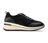 CAPRICE Black Leather & Mesh Trainers Size: 38, Colour: Black Leather