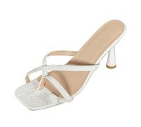 Comfort Wide Fit Block Heel Shoes for Women Summer Women's Popular Single Shoe Retro Sandals With Heels Gold Sandals for Woman Sandal Shoes Size 7 (White,7)