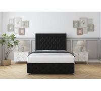 Comfort Winchester Black Plush Divan Bed Set 4 Drawers - 26" Strutted & 12" Footboard 6' Super King