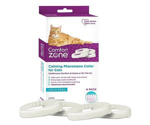 Comfort Zone 4 Pack Cat Calming Pheromone Collar for Cats | De-Stress Your Cat | Helps Cats Feel Safe, Happy, and Calm While Reducing Unwanted Behaviors
