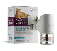 Comfort Zone Calming Pheromone Diffuser Starter Kit a Calm Single or Multi-Cat Home Reduces Stress Spraying Scratching & Other 1 Diffuser & 1 Refill