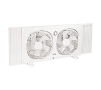 Comfort Zone Living Comfort 9" Dual Window Fan with 180° Rotating Fan, 2 Speed Settings, Removable Plastic Error Indicator, Fan Heads