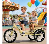 Comfortable 3 Wheel Toddler Tricycle, Lightweight Twice Toddlers Kid Trike Bike On Age 2-9 Years Old, Including Adjustable Seat & Handle(Yellow,18in/44cm)
