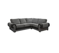 Comfortable 4-Seater Black and Grey Corner Sofa for Living Room Large Fabric Couch Right-Hand Side Design Stylish Modern Sofa Furniture