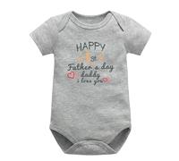 Comfortable Adorable Soft Breathable Baby Girls Short Sleeve Bodysuits Summer Romper Snap Closure Outfit Day Newborn Infant Toddler (Grey 3-6 Months)