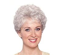 Comfortable and Breathable Adjustable Size Fashion Women's Short Curly Synthetic Wig Suitable for Middle-Aged and Elderly Daily Photo Color,11in (Photo Color 11in)