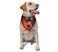 Comfortable and breathable pet scarf for outdoor walks and home feeding | Red Wolf And Fire Printed Pet Scarves Are Comfortable And Breathable For Outdoor Walks And Home Feedings