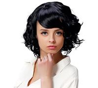Comfortable and Breathable Pixie Cut Short Curly Hair Fake Fashion Women's Diagonal Bangs Black Short Wig Heat-Resistant Synthetic Short Wig Black,12in (Black 12in)