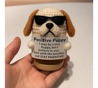 Comfortable and Heartwarming Dog Plush Toy - A Soft, Hand-Woven Emotional Support Toy with Inspiring Words, Encouraging Gift for Relieving Stress (Crocheted) (E)