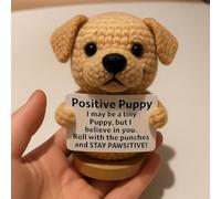 Comfortable and Heartwarming Dog Plush Toy - A Soft, Hand-Woven Emotional Support Toy with Inspiring Words, Encouraging Gift for Relieving Stress (Crocheted) (F)