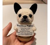 Comfortable and Heartwarming Dog Plush Toy - A Soft, Hand-Woven Emotional Support Toy with Inspiring Words, Encouraging Gift for Relieving Stress (Crocheted) (A)