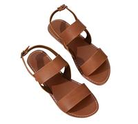 Comfortable Ankle Strap Flat Sandals for Women UK Women's Summer Flat Bottom Buckle One Line Buckle Large Shoes Roman Shoes Sandals Wide Fit Red Woman Sandal Size 4 (Brown,7.5)