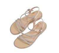Comfortable Ankle Strap Flat Sandals for Women Women's Sandals Summer Style Roman Shoes Beach Shoes Outdoor Wear Fashionable All Soft Sole Casual Black Sandal Heels Womens Wide (Beige, 5.5)