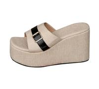 Comfortable Arch Support Chunky Sandals for Women Women's New Europe And The US Foreign Trade Thick Bottom Slope With A Slippers Female High Heeled Dark Green Sandals for Womens (BG3,5.5)