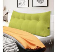 Comfortable Backrest Wedge Pillow for Bed & Sofa - 100 cm Green, Washable Cover, Side Pockets - Ideal Reading Cushion for Leaning Against Sofa/Bed