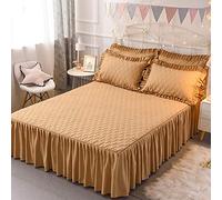 Comfortable Bed Skirt Non-slip Bed Cover Valance Skirt Fitted Bed Sheet 3PCS Bedding Set Adult Children Bedroom Decoration Bedspread With 2 Pillowcases 48x74cm,Blue-Single:150x200cm