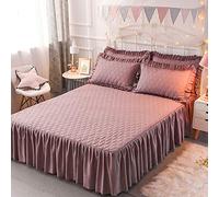 Comfortable Bed Skirt Non-slip Bed Cover Valance Skirt Fitted Bed Sheet 3PCS Bedding Set Adult Children Bedroom Decoration Bedspread With 2 Pillowcases 48x74cm,Blue-Single:150x200cm