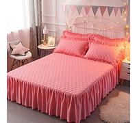 Comfortable Bed Skirt Non-slip Bed Cover Valance Skirt Fitted Bed Sheet 3PCS Bedding Set Adult Children Bedroom Decoration Bedspread With 2 Pillowcases 48x74cm,Blue-Single:150x200cm