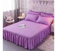 Comfortable Bed Skirt Non-slip Bed Cover Valance Skirt Fitted Bed Sheet 3PCS Bedding Set Adult Children Bedroom Decoration Bedspread With 2 Pillowcases 48x74cm,Blue-Single:150x200cm