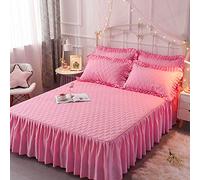 Comfortable Bed Skirt Non-slip Bed Cover Valance Skirt Fitted Bed Sheet 3PCS Bedding Set Adult Children Bedroom Decoration Bedspread With 2 Pillowcases 48x74cm,Blue-Single:150x200cm